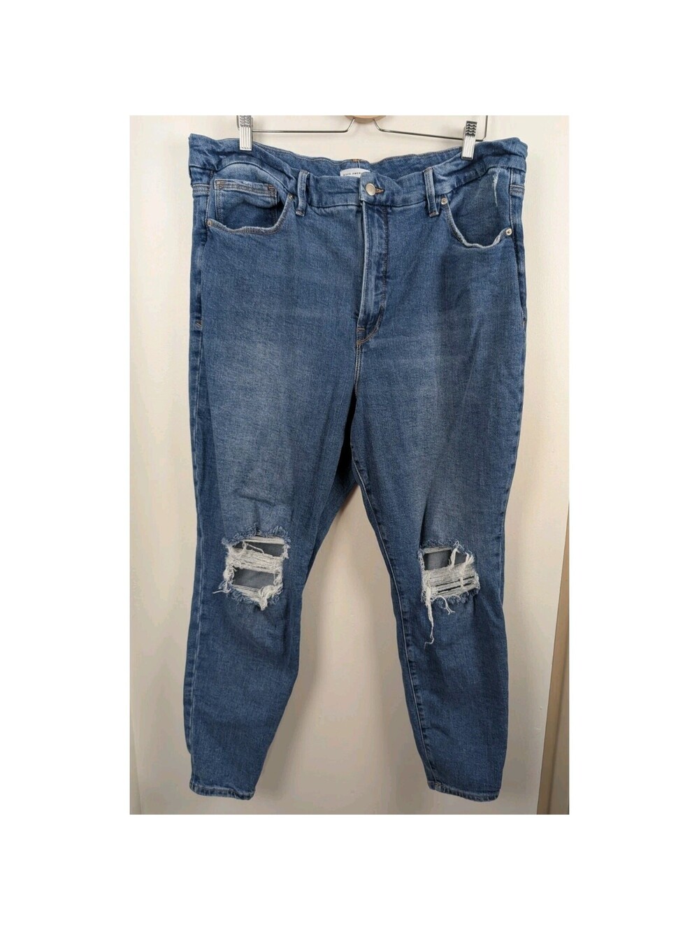 Good American Plus Size 20 Jeans Distressed Denim 28" Inseam Skinny